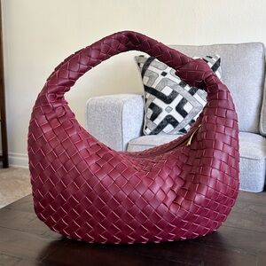 Woven Burgundy Shoulder Bag